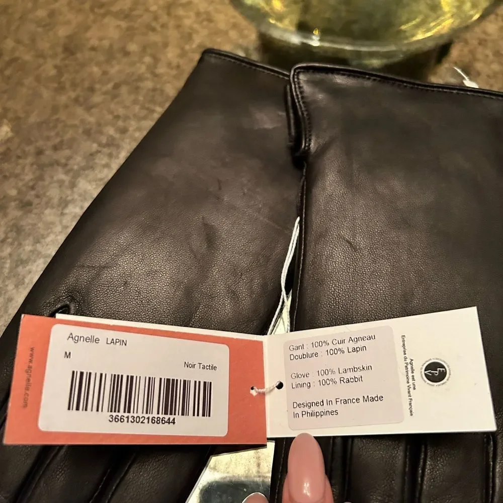 Agnelle Rabbit and Lambskin Gloves NWT
